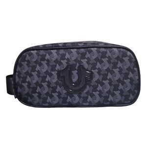 True Religion Toiletry Bag Men's Black/Gray Coda Horseshoe Logo 2 Travel Bottles